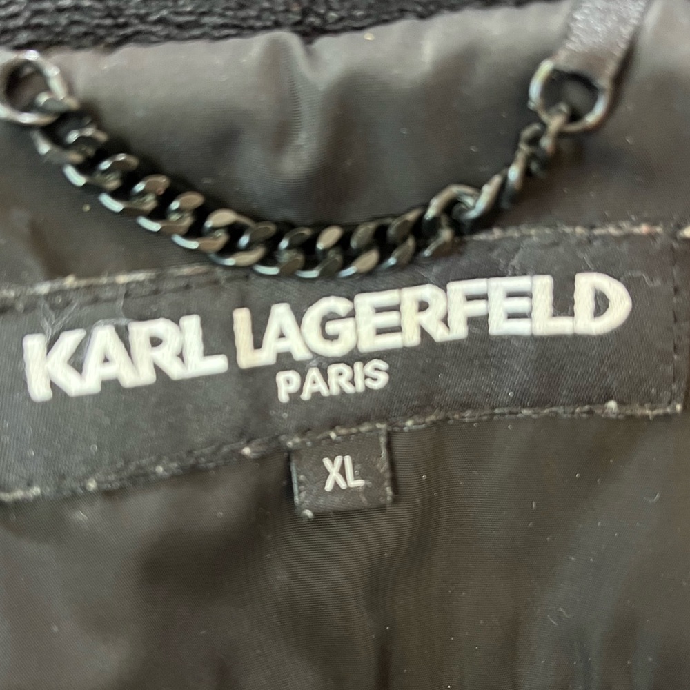Karl Lagerfeld Women’s Black Quilted Fleece Lined Puffer Jacket Winter Coat XL - Picture 8 of 13
